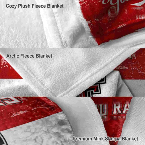 customized texas tech red raiders grunge texture red white blanket premium grade