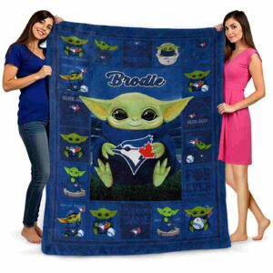 customized toronto blue jays baby yoda blue blanket fashion forward