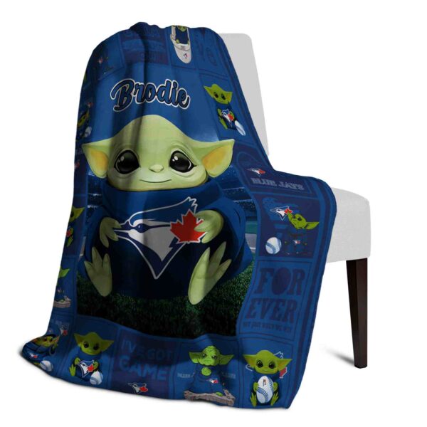 customized toronto blue jays baby yoda blue blanket top rated