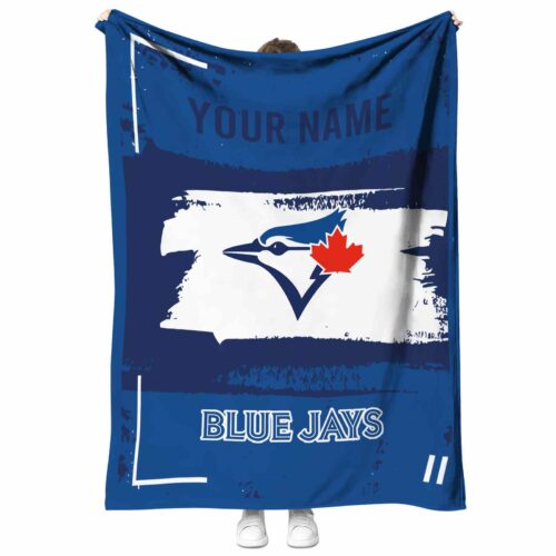 customized toronto blue jays paint strokes blue white blanket best selling