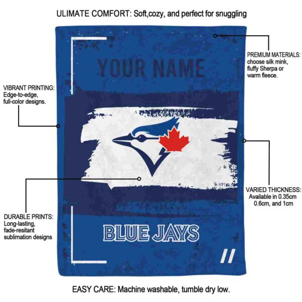 customized toronto blue jays paint strokes blue white blanket new arrival