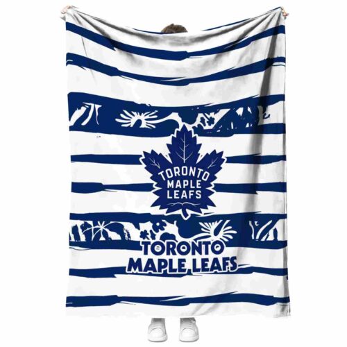customized toronto maple leafs floral stripes blue white blanket best selling