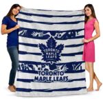 customized toronto maple leafs floral stripes blue white blanket best selling