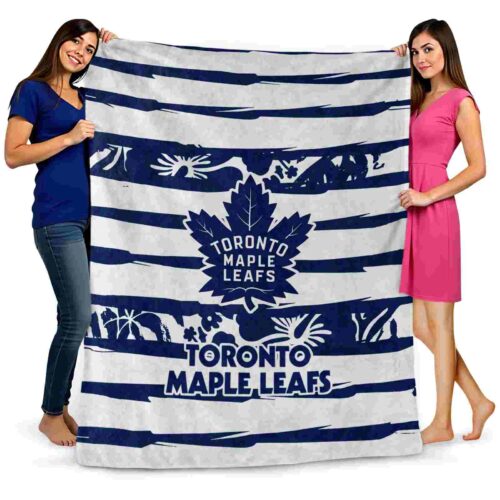 customized toronto maple leafs floral stripes blue white blanket fashion forward