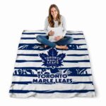 customized toronto maple leafs floral stripes blue white blanket best selling