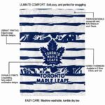 customized toronto maple leafs floral stripes blue white blanket best selling