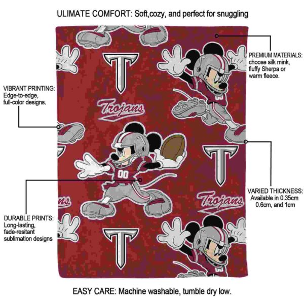 customized troy trojans mickey red blanket new arrival