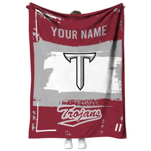 customized troy trojans paint strokes red white blanket best selling