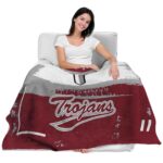 customized troy trojans paint strokes red white blanket best selling
