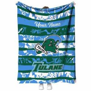 customized tulane green wave floral stripes green white blanket best selling
