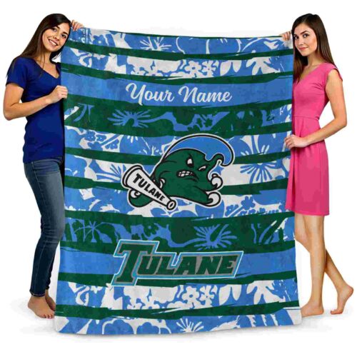 customized tulane green wave floral stripes green white blanket fashion forward
