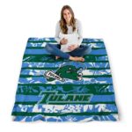 customized tulane green wave floral stripes green white blanket best selling