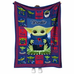 customized tulsa golden hurricane baby yoda blue blanket best selling