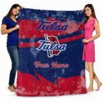 customized tulsa golden hurricane grunge streaks blue blanket fashion forward