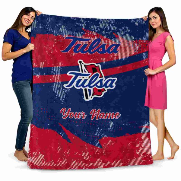 customized tulsa golden hurricane grunge streaks blue blanket fashion forward