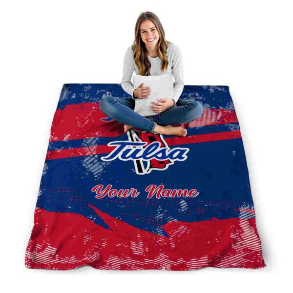 customized tulsa golden hurricane grunge streaks blue blanket high quality