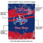 customized tulsa golden hurricane grunge streaks blue blanket new arrival