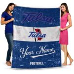 customized tulsa golden hurricane grunge texture blue white blanket fashion forward