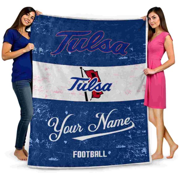 customized tulsa golden hurricane grunge texture blue white blanket fashion forward