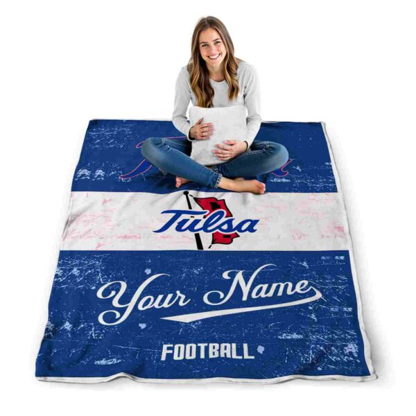 customized tulsa golden hurricane grunge texture blue white blanket high quality