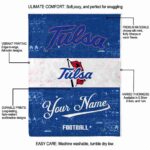 customized tulsa golden hurricane grunge texture blue white blanket new arrival