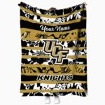 customized ucf knights floral stripes gold white blanket best selling