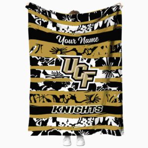 customized ucf knights floral stripes gold white blanket best selling