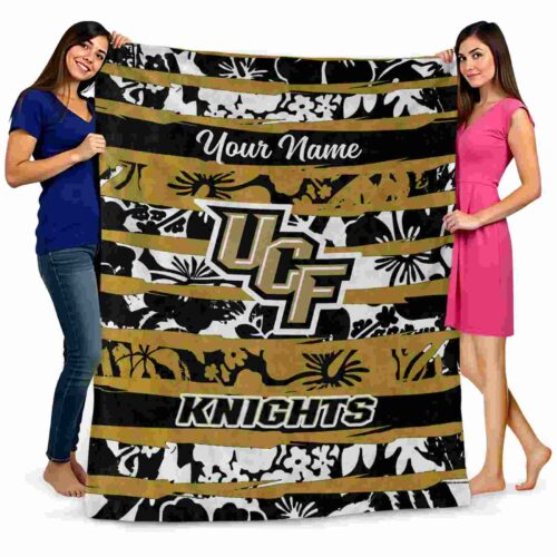 customized ucf knights floral stripes gold white blanket fashion forward