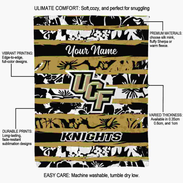 customized ucf knights floral stripes gold white blanket new arrival