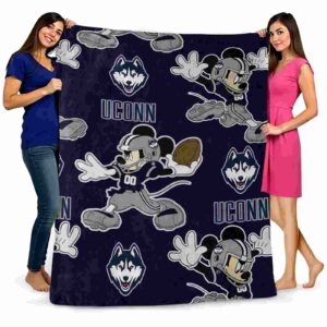 customized uconn huskies mickey blue blanket fashion forward