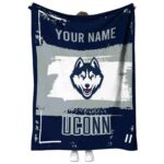 customized uconn huskies paint strokes blue white blanket best selling