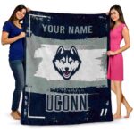 customized uconn huskies paint strokes blue white blanket best selling