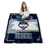 customized uconn huskies paint strokes blue white blanket best selling