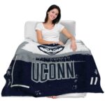 customized uconn huskies paint strokes blue white blanket best selling