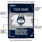 customized uconn huskies paint strokes blue white blanket best selling