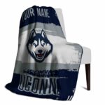customized uconn huskies paint strokes blue white blanket best selling