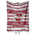 customized umass minutemen floral stripes red white blanket best selling
