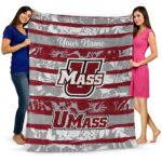 customized umass minutemen floral stripes red white blanket best selling