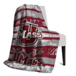 customized umass minutemen floral stripes red white blanket best selling