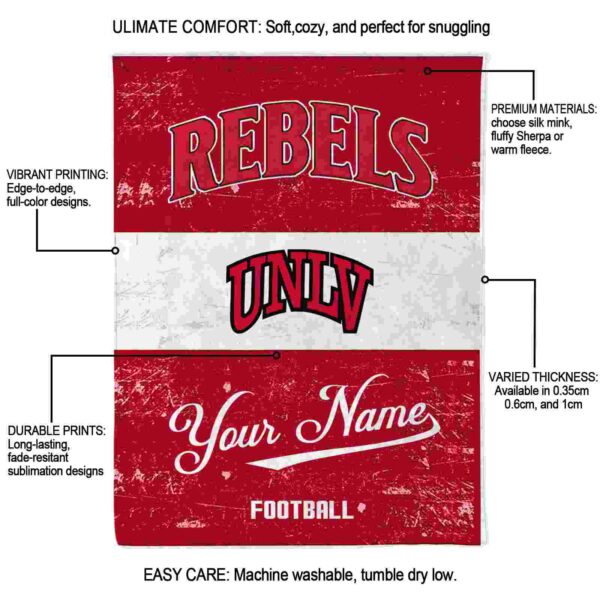 customized unlv rebels grunge texture red white blanket new arrival