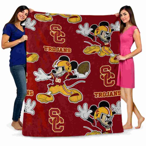 customized usc trojans mickey red blanket fashion forward