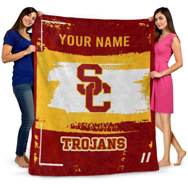 customized usc trojans paint strokes red white blanket fashion forward