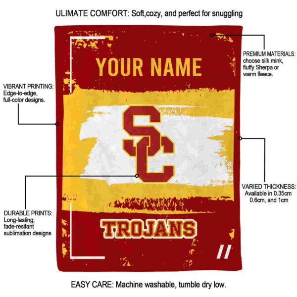 customized usc trojans paint strokes red white blanket new arrival