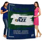 customized utah jazz paint strokes navy white blanket best selling