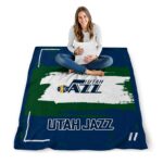 customized utah jazz paint strokes navy white blanket best selling