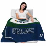 customized utah jazz paint strokes navy white blanket best selling