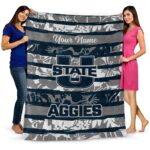 customized utah state aggies floral stripes navy white blanket best selling