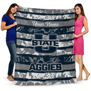 customized utah state aggies floral stripes navy white blanket fashion forward