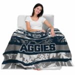 customized utah state aggies floral stripes navy white blanket best selling