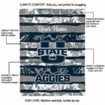 customized utah state aggies floral stripes navy white blanket best selling